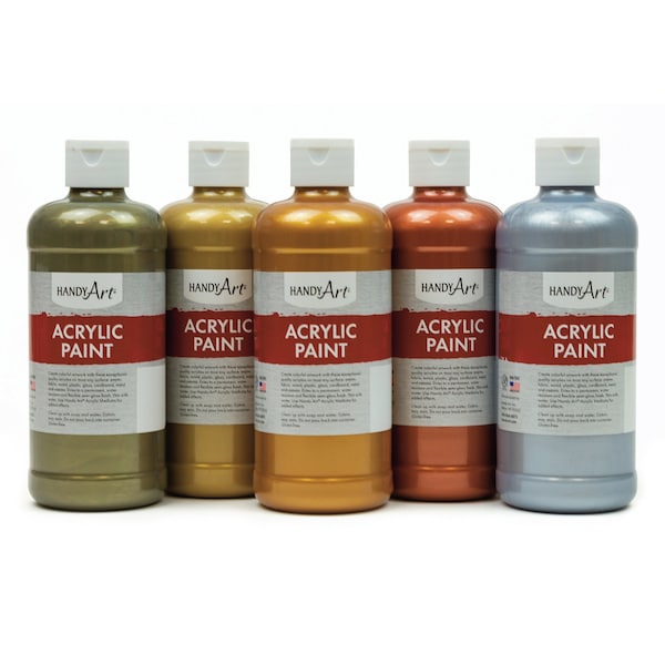 Metallic Acrylic Paint, 16 oz., 5 Colors